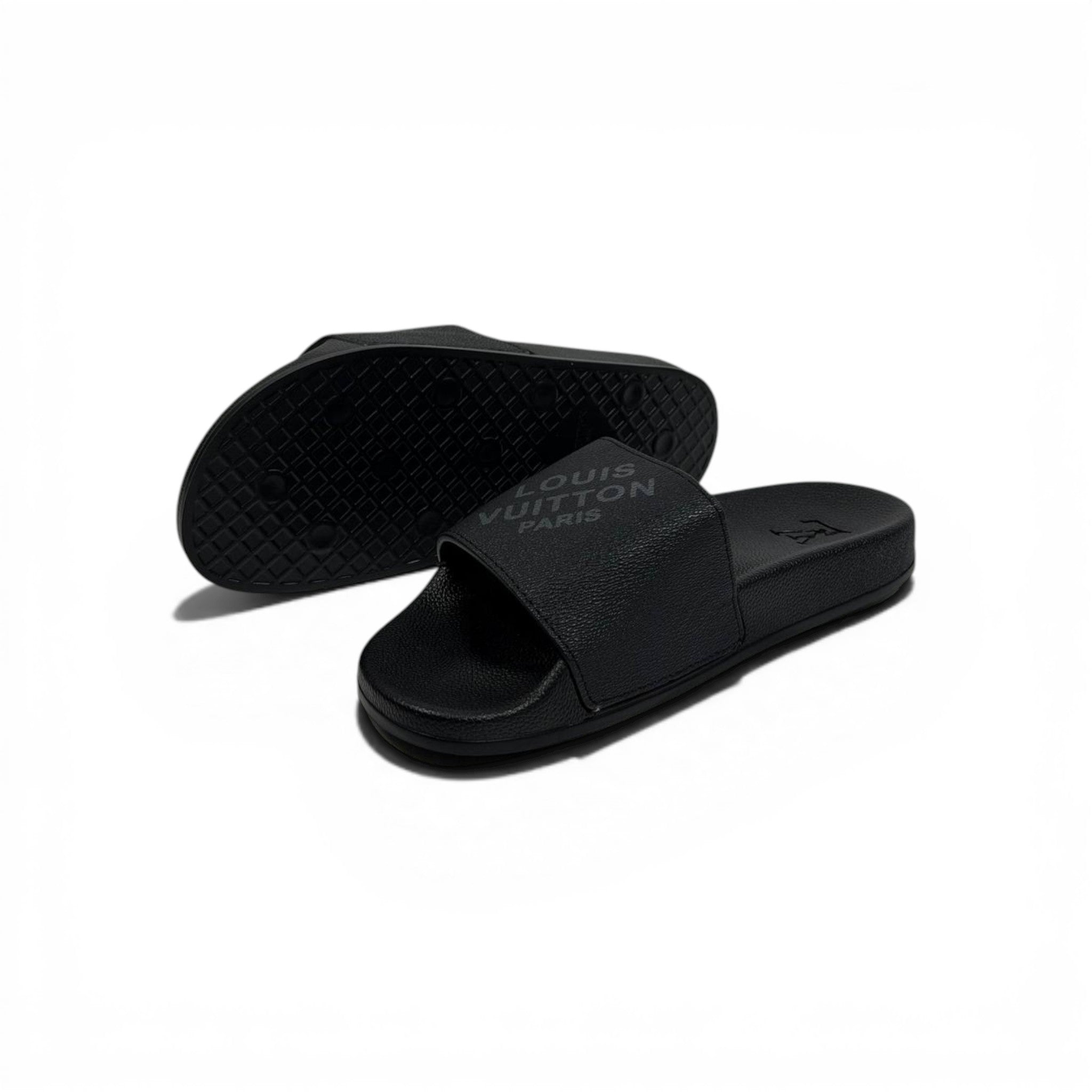 🖤✨ LV Inspired Slides – Black Luxury Minimal Edition