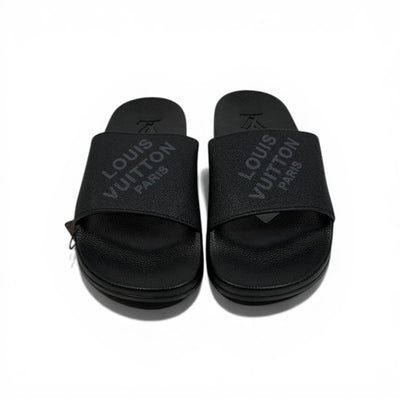 🖤✨ LV Inspired Slides – Black Luxury Minimal Edition