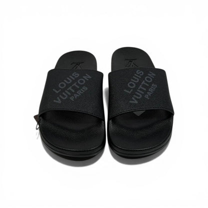 🖤✨ LV Inspired Slides – Black Luxury Minimal Edition