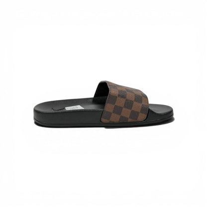 🤎🧩 Louis Vuitton Damier Slides – Brown Classic Edition