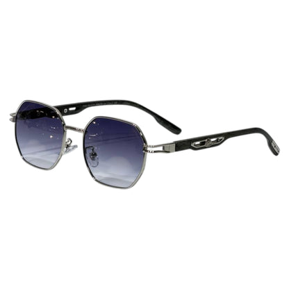 Maybach Luxury Octagonal Sunglasses – Silver Frame with Blue Gradient Lenses 💙✨
