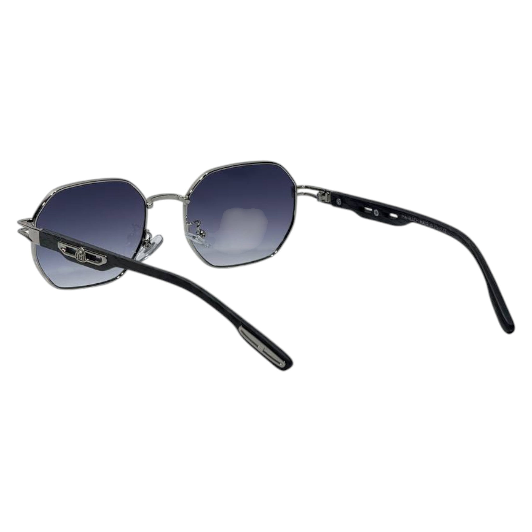 Maybach Luxury Octagonal Sunglasses – Silver Frame with Blue Gradient Lenses 💙✨