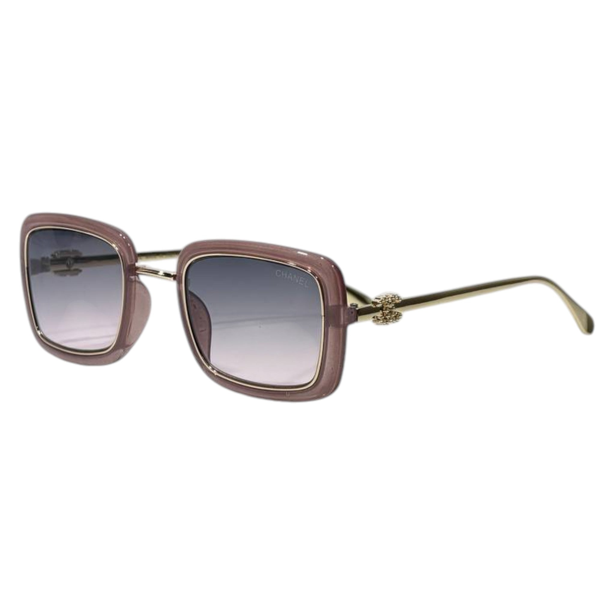 Chanel Luxury Oversized Square Sunglasses – Elegant Pink & Gold UV400 ✨🩷