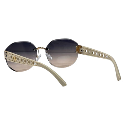 Dior Luxury Rimless Gradient Sunglasses – Elegant Gold & Ivory UV400 ✨🤍