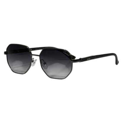 Cartier Hexagonal Sunglasses – Black Metal Frame with Gradient Grey Lenses 🕶️✨