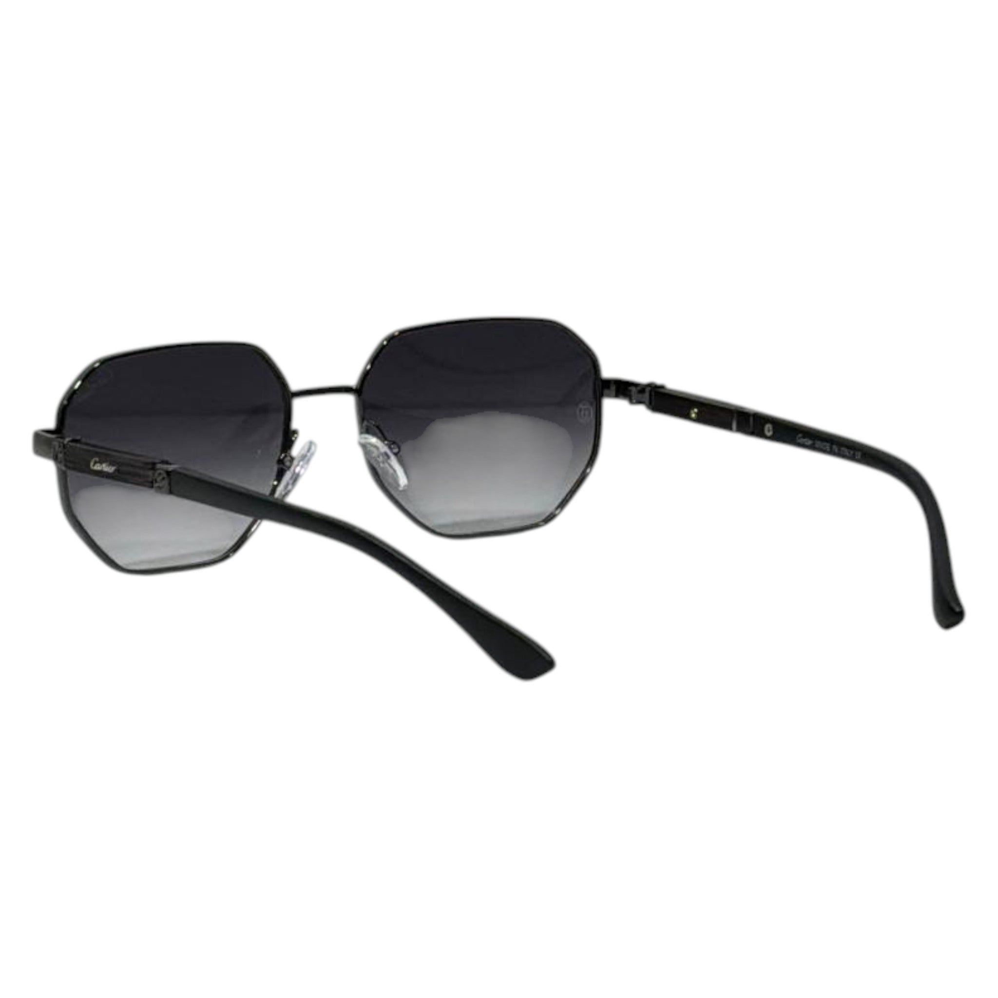 Cartier Hexagonal Sunglasses – Black Metal Frame with Gradient Grey Lenses 🕶️✨
