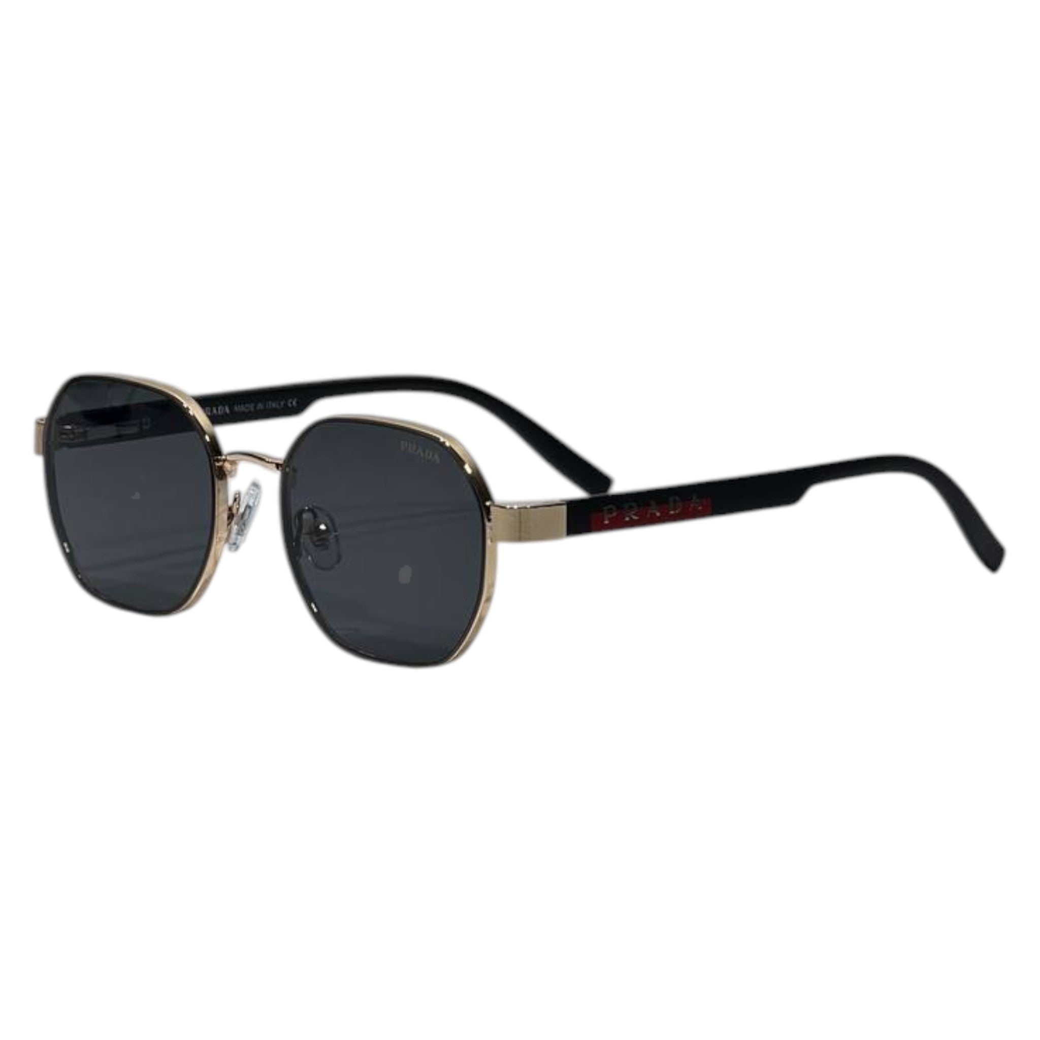 ✨ Catchy Title: Prada Geometric Metal Sunglasses – Gold Frame with Black Lenses ✨🕶️