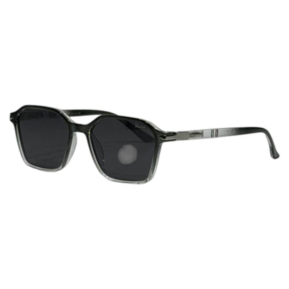 Persol Classic Square Sunglasses – Transparent Smoke Frame with Black Lenses