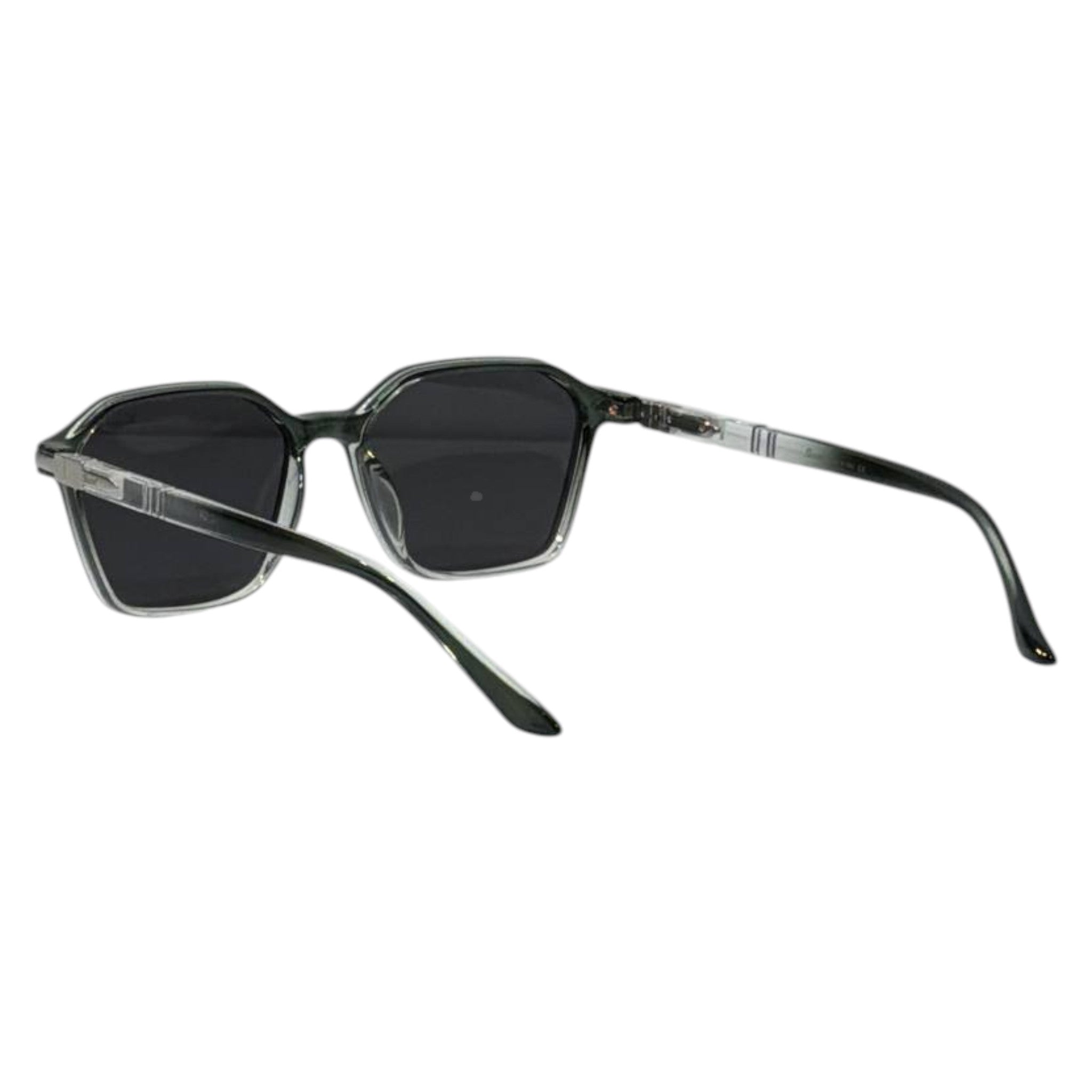 Persol Classic Square Sunglasses – Transparent Smoke Frame with Black Lenses