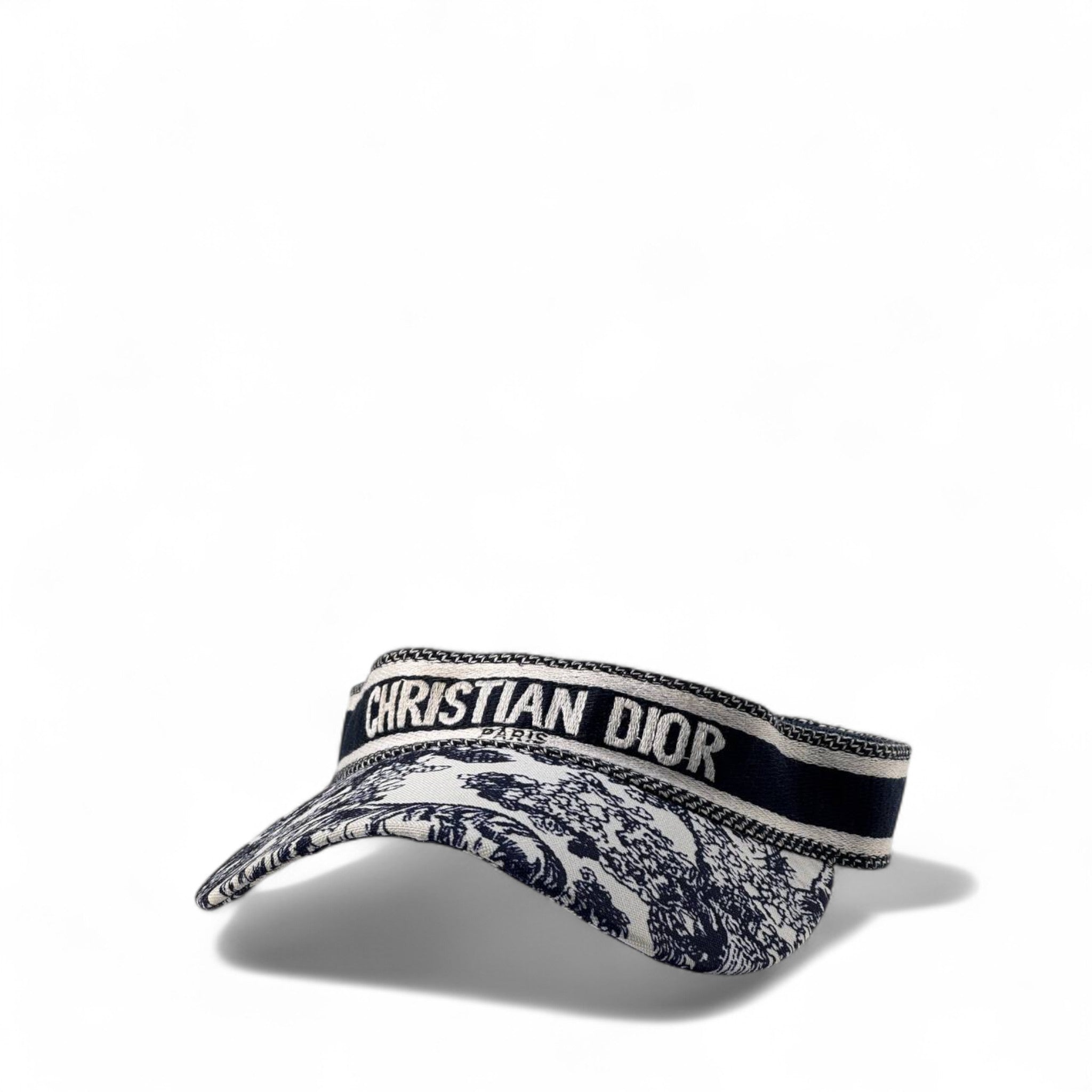 Christian Dior Navy Toile de Jouy Embroidered Visor ⚪🔵💎