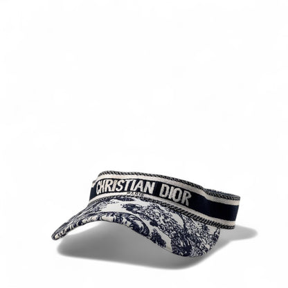 Christian Dior Navy Toile de Jouy Embroidered Visor ⚪🔵💎