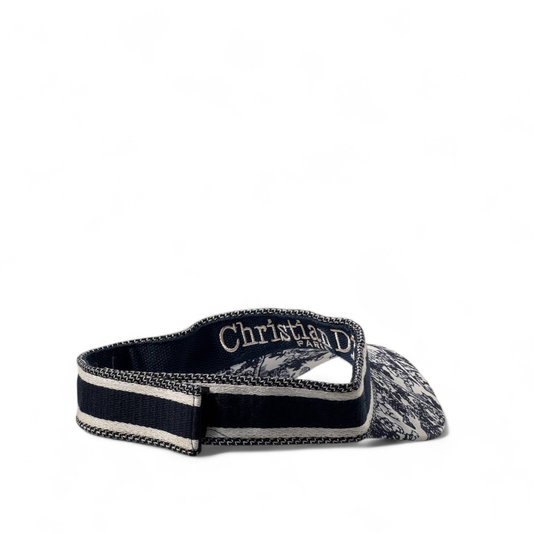 Christian Dior Navy Toile de Jouy Embroidered Visor ⚪🔵💎