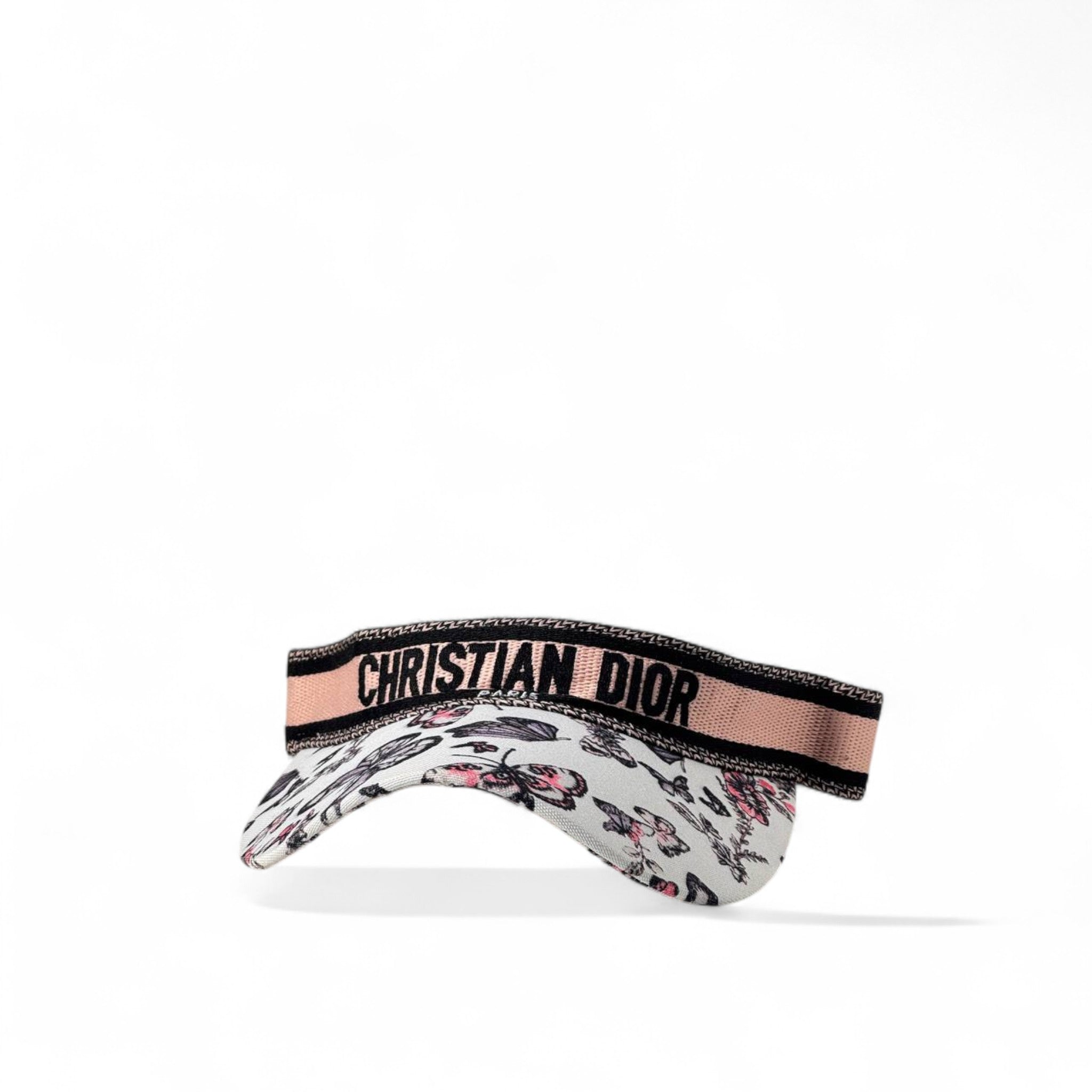Christian Dior Pink Floral Embroidered Visor 🌸🖤✨