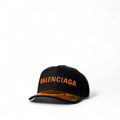 Balenciaga Black Cap with Orange Logo & Glossy Brim 🖤🧡⚡
