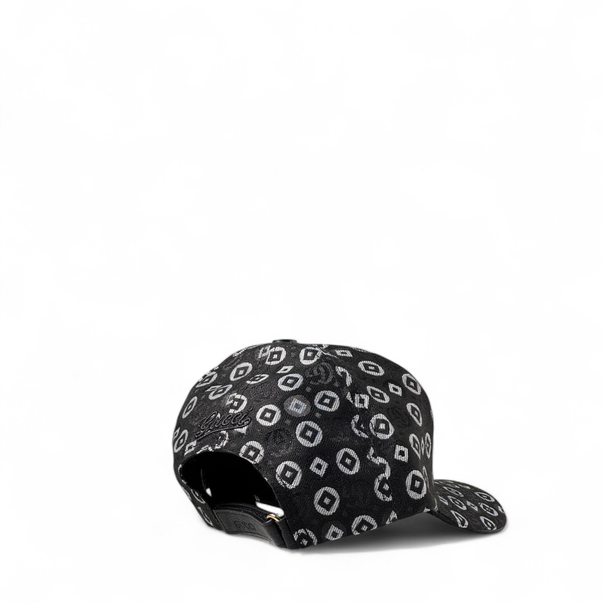 Gucci Black Monogram Cap with Gold GG & Yellow Accent ⚫✨🧢