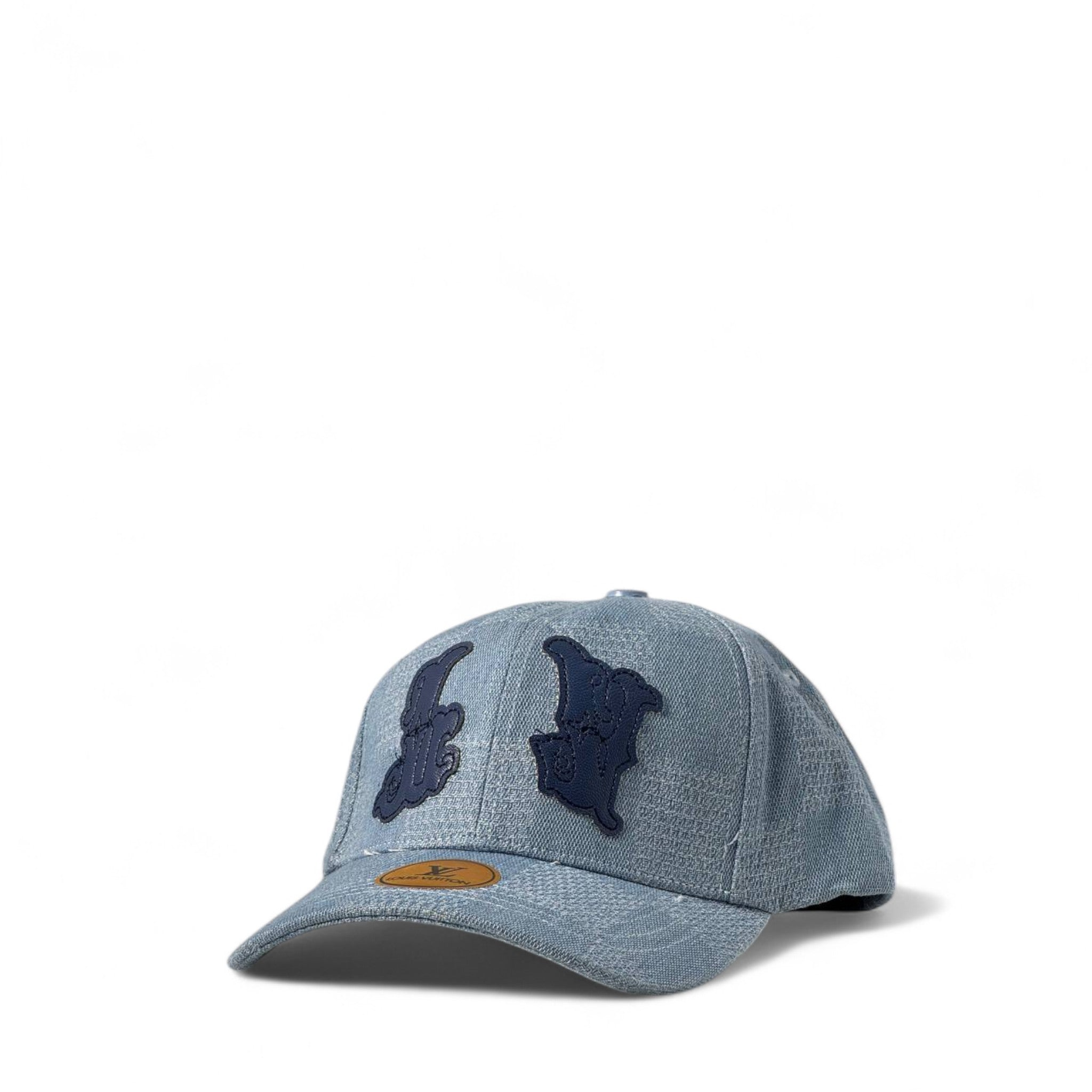 Louis Vuitton Light Denim Cap – Navy Gothic LV Patch 💙🧢