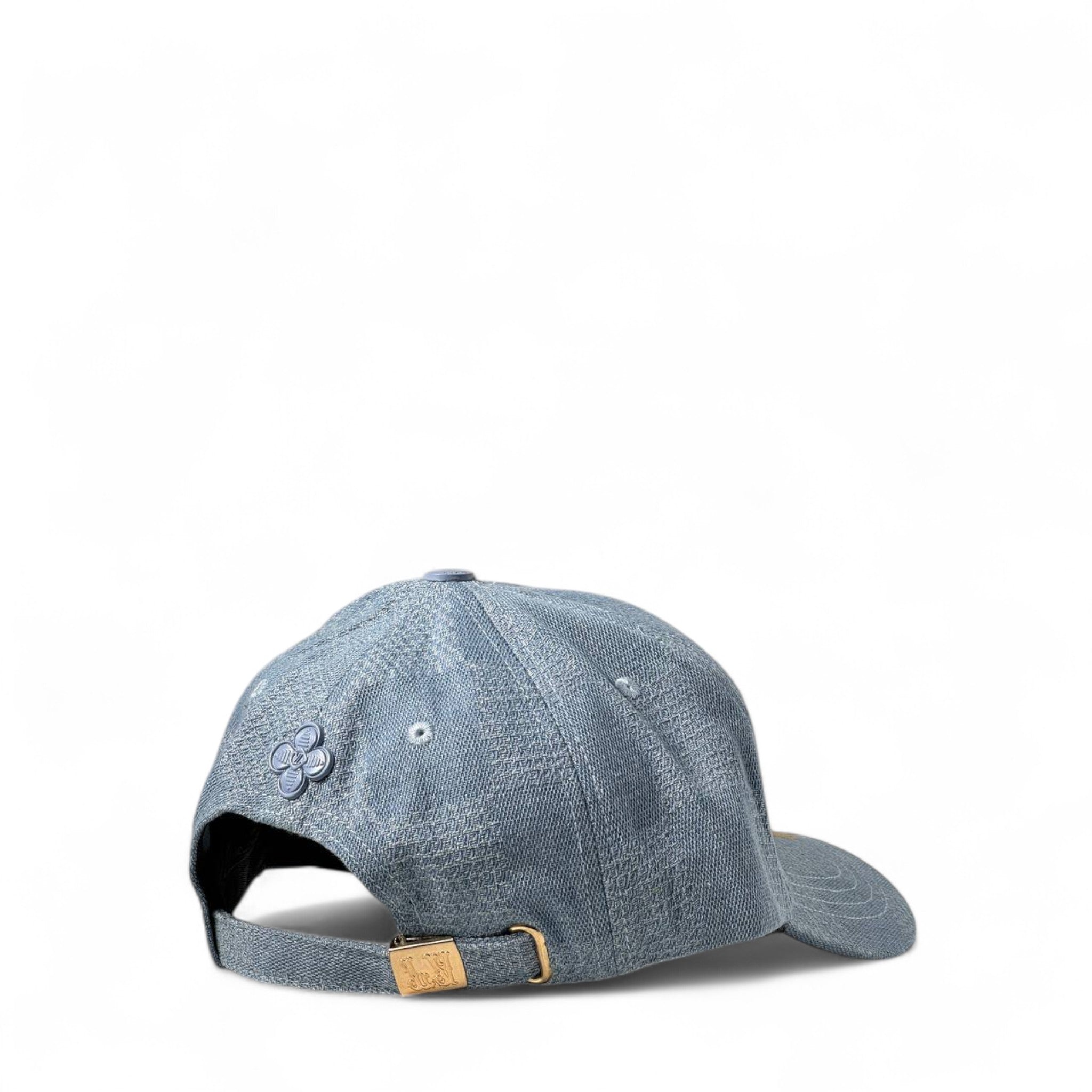 Louis Vuitton Light Denim Cap – Navy Gothic LV Patch 💙🧢