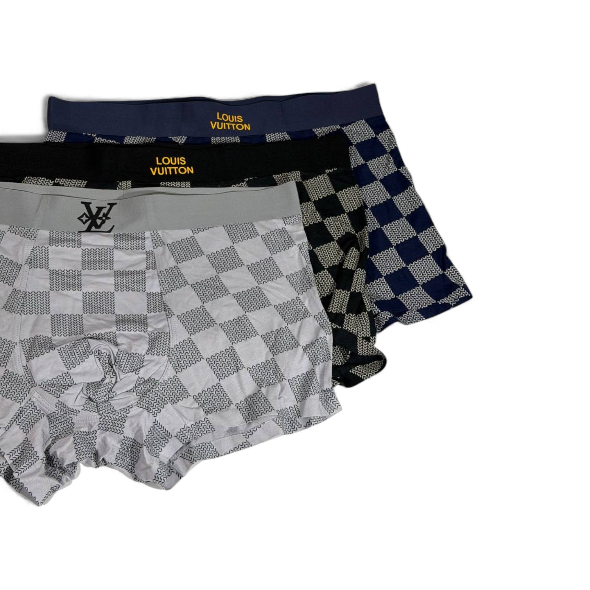 Louis Vuitton Men’s Checkered Boxer Set – 3 Pieces | Luxury Comfort & Premium Fit 🩳💎