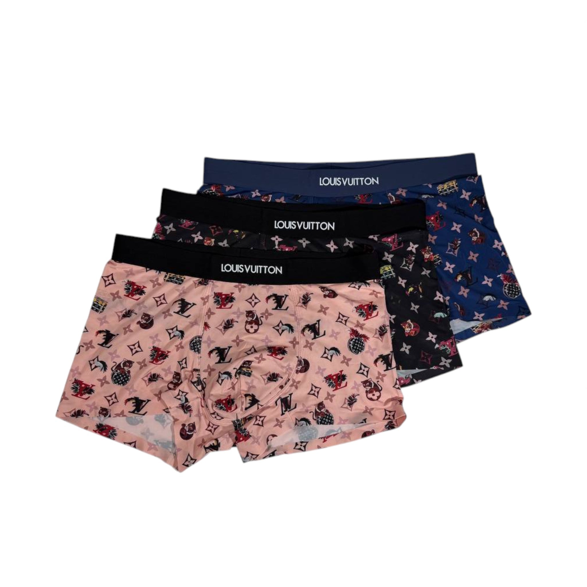 Louis Vuitton Men’s Printed Boxer Set – 3 Pieces | Soft Stretch & Bold Designer Style 🩳🔥