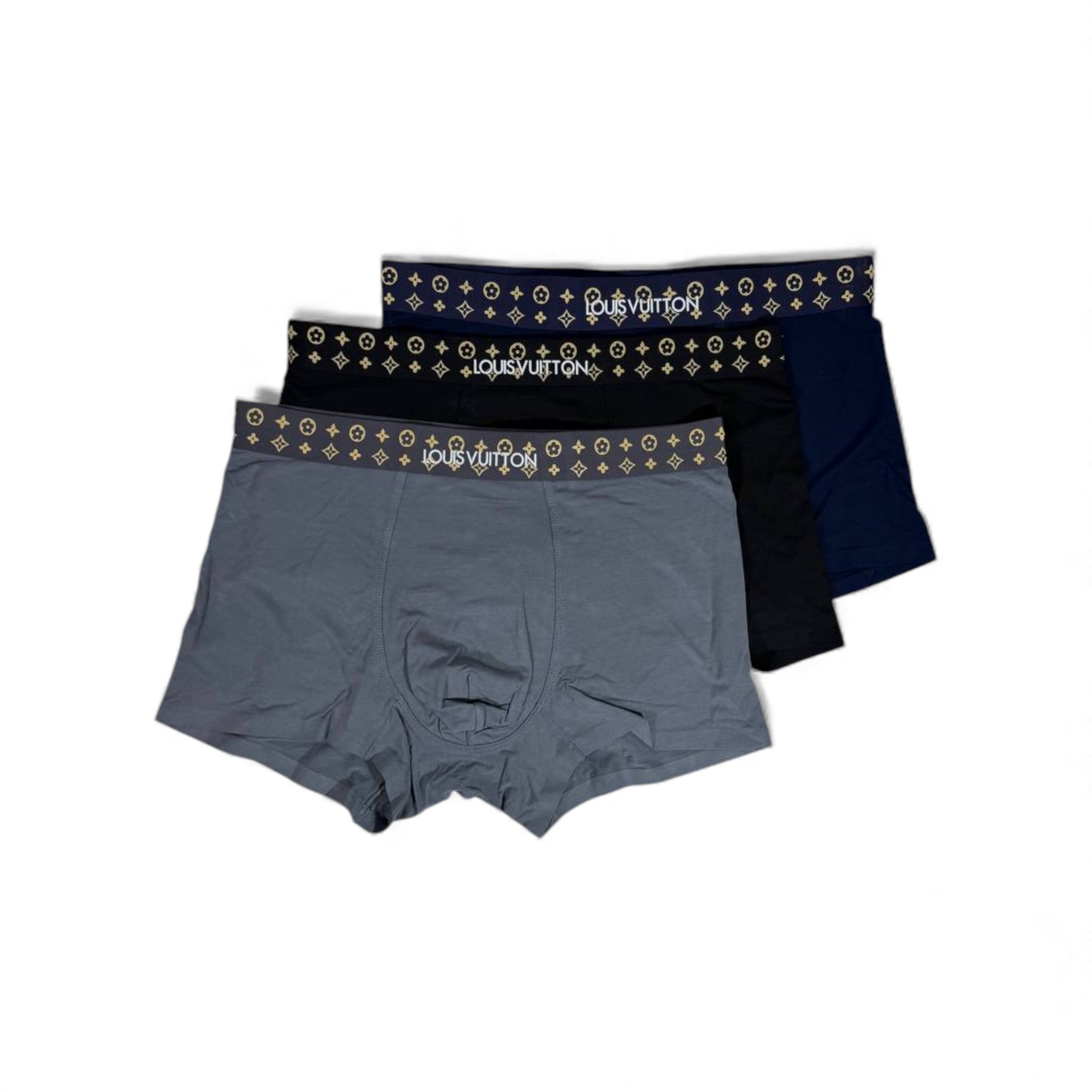 Louis Vuitton Men’s Monogram Waistband Boxer Set – 3 Pieces | Premium Soft Stretch 🩳💛