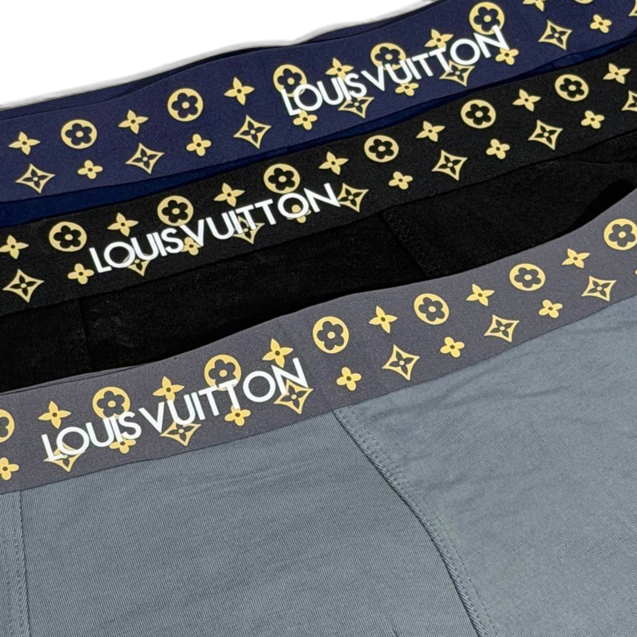 Louis Vuitton Men’s Monogram Waistband Boxer Set – 3 Pieces | Premium Soft Stretch 🩳💛