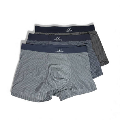 Valentino Men’s Striped Boxer Set – 3 Pieces | Premium Soft Comfort & Elegant Fit 🩳💙