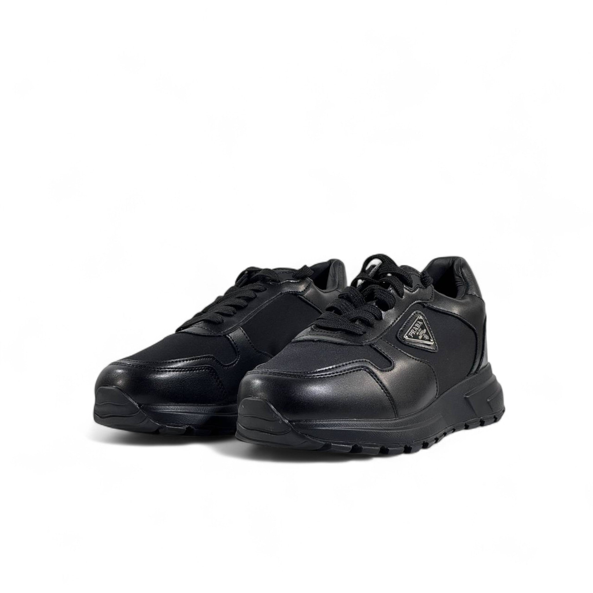 Prada Classic Nylon & Leather Sneakers – Triple Black Elegance 🖤👟
