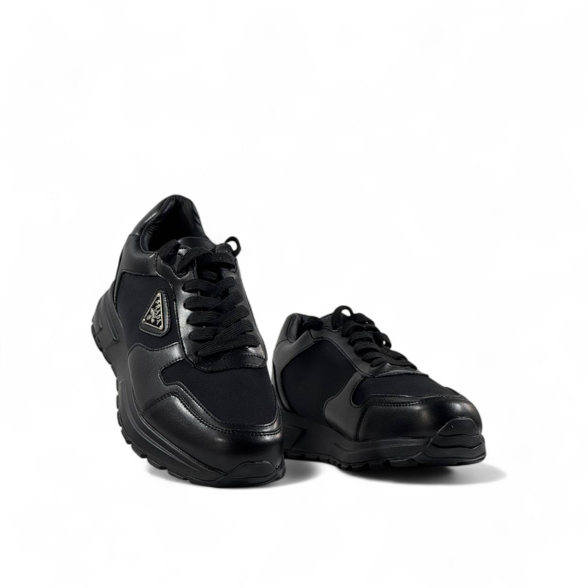Prada Classic Nylon & Leather Sneakers – Triple Black Elegance 🖤👟