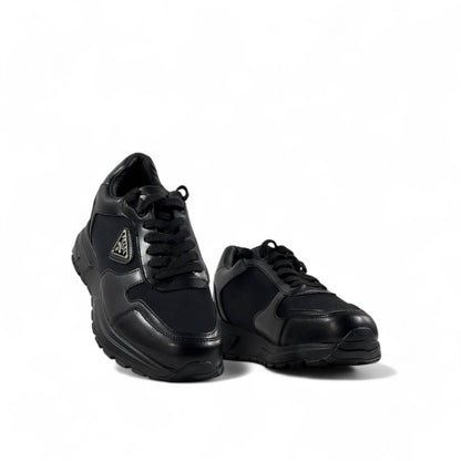 Prada Classic Nylon & Leather Sneakers – Triple Black Elegance 🖤👟