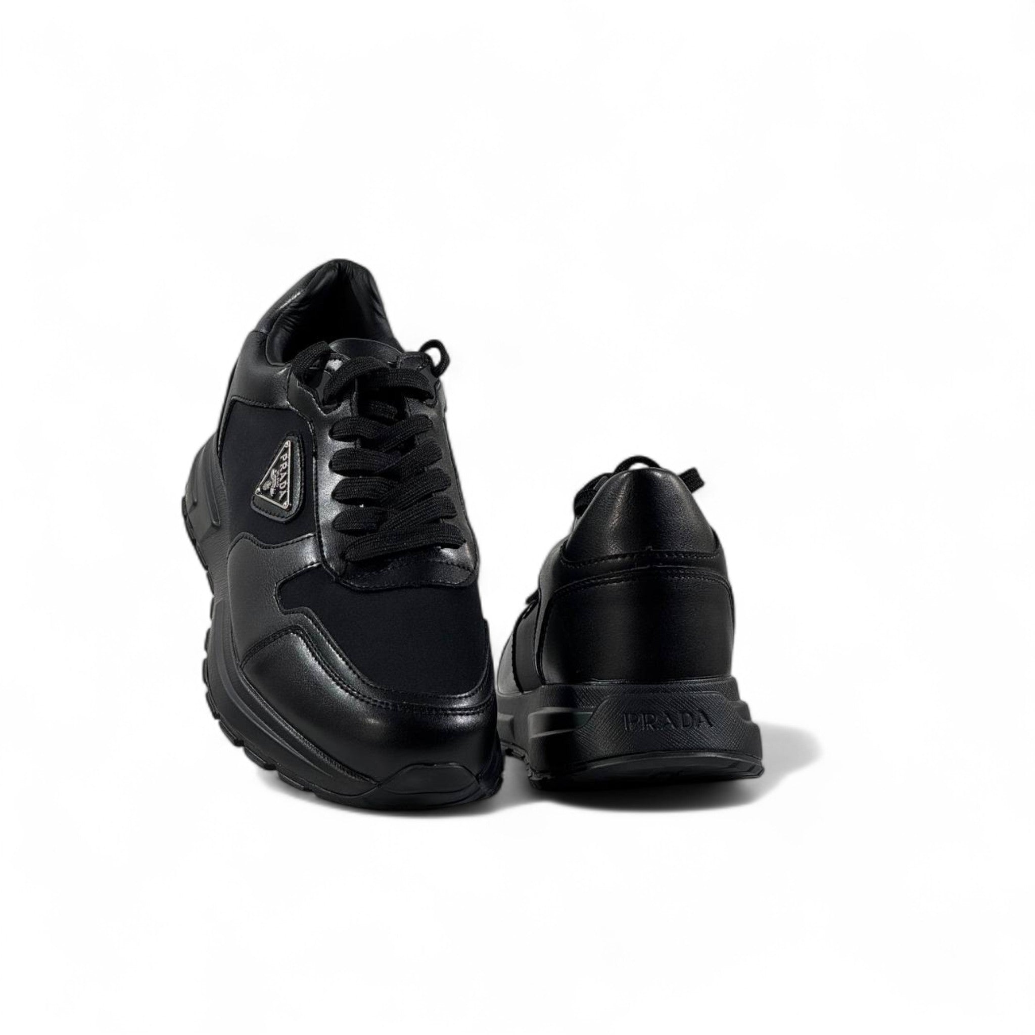 Prada Classic Nylon & Leather Sneakers – Triple Black Elegance 🖤👟