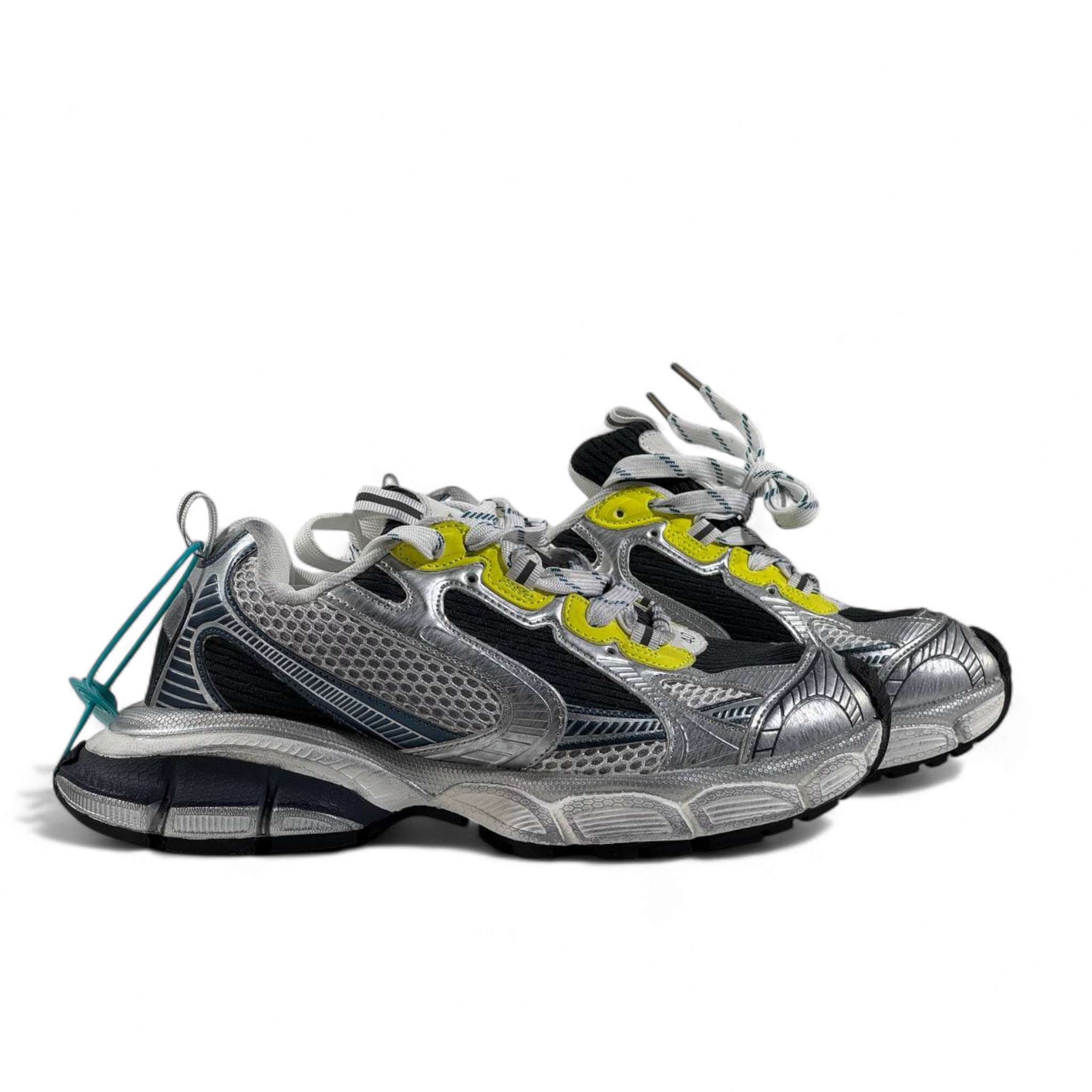 Balenciaga 3XL Sneakers – Silver & Neon Power Run ⚡👟