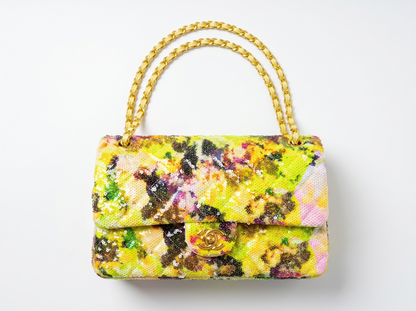 ✨ Chanel Floral Sequin Classic Flap Bag 🌸💛