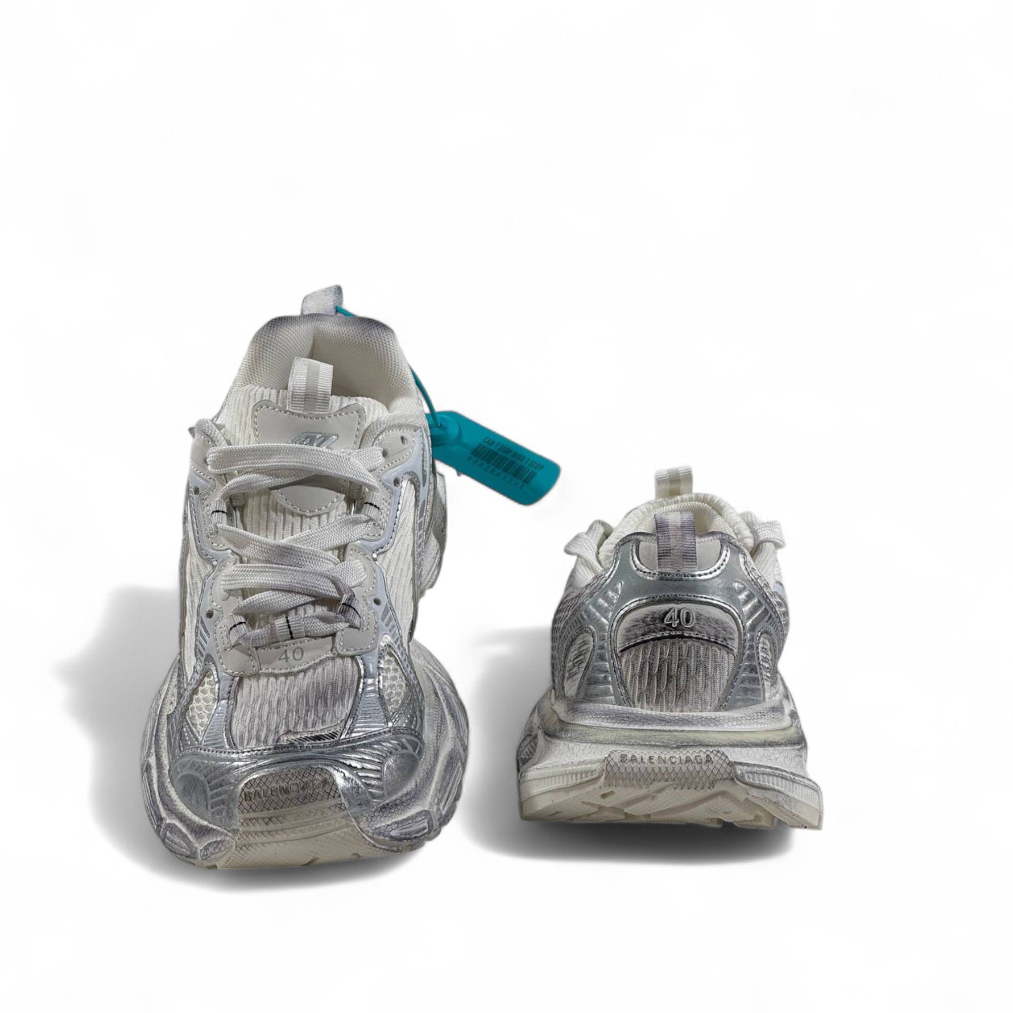 Balenciaga Track Sneakers – White & Silver Futuristic Luxe ⚡🤍