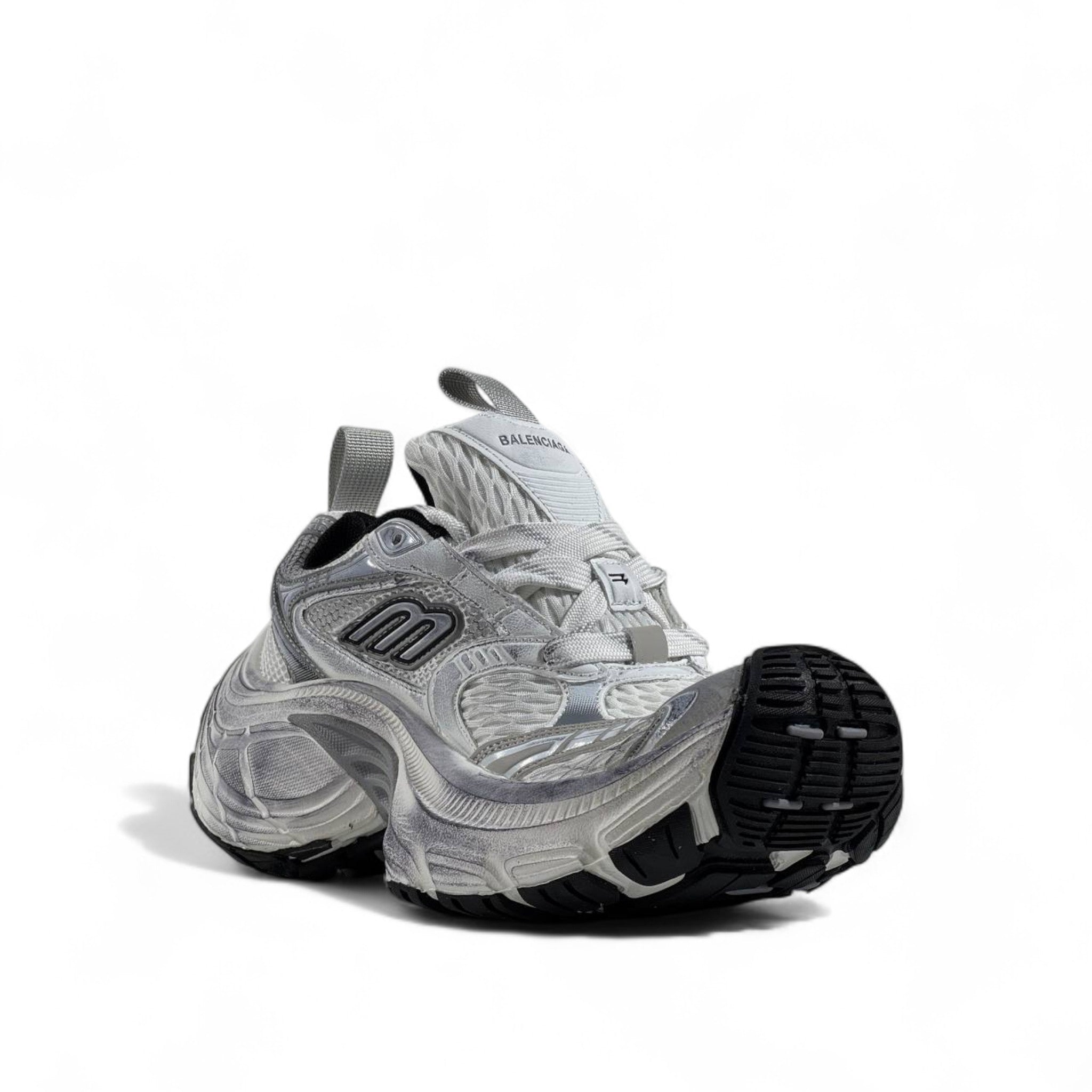 Balenciaga 10XL Sneakers – White & Silver Mega Oversized Luxe ⚡🤍