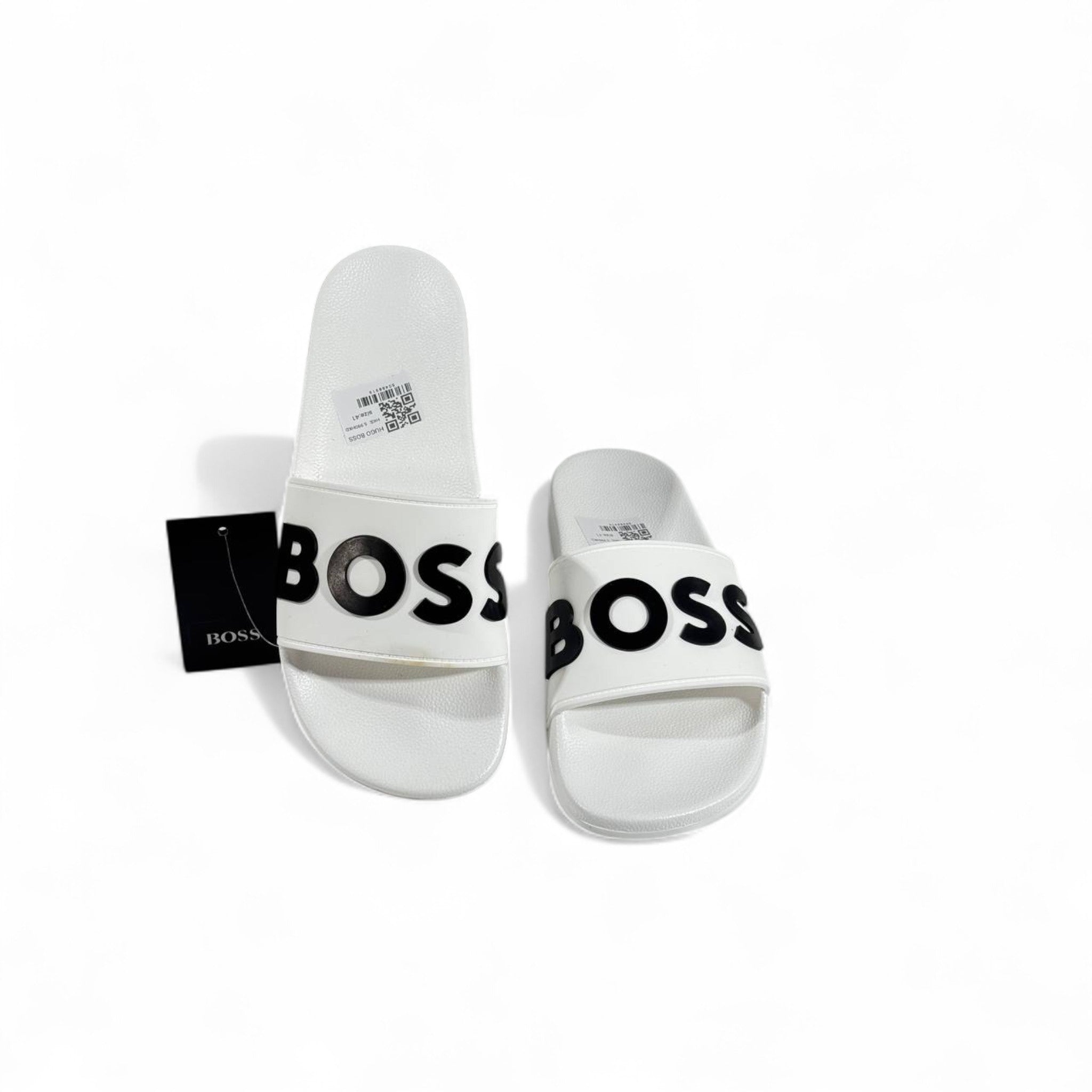 BOSS White Logo Slipper – Bold Minimalist Slides