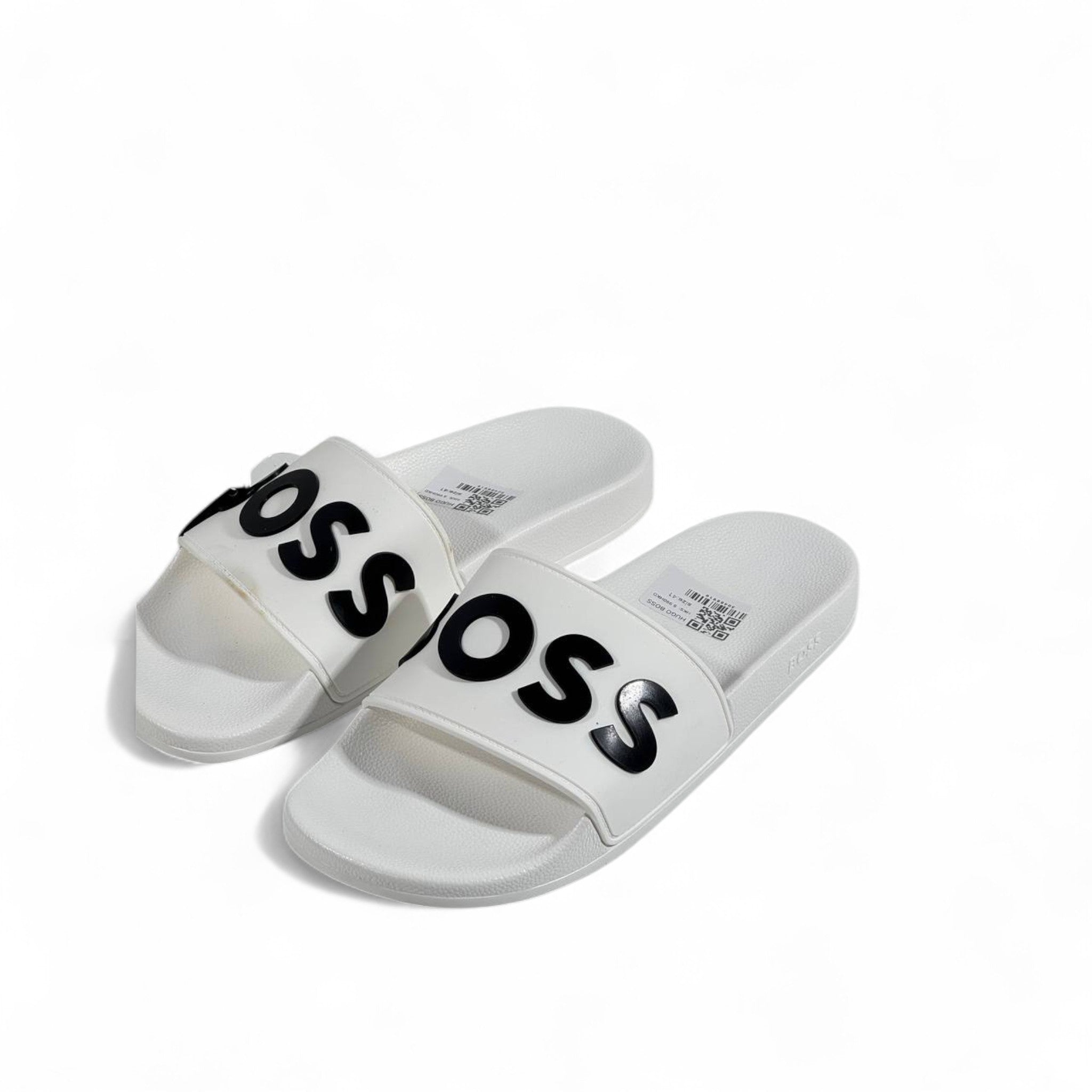 BOSS White Logo Slipper – Bold Minimalist Slides