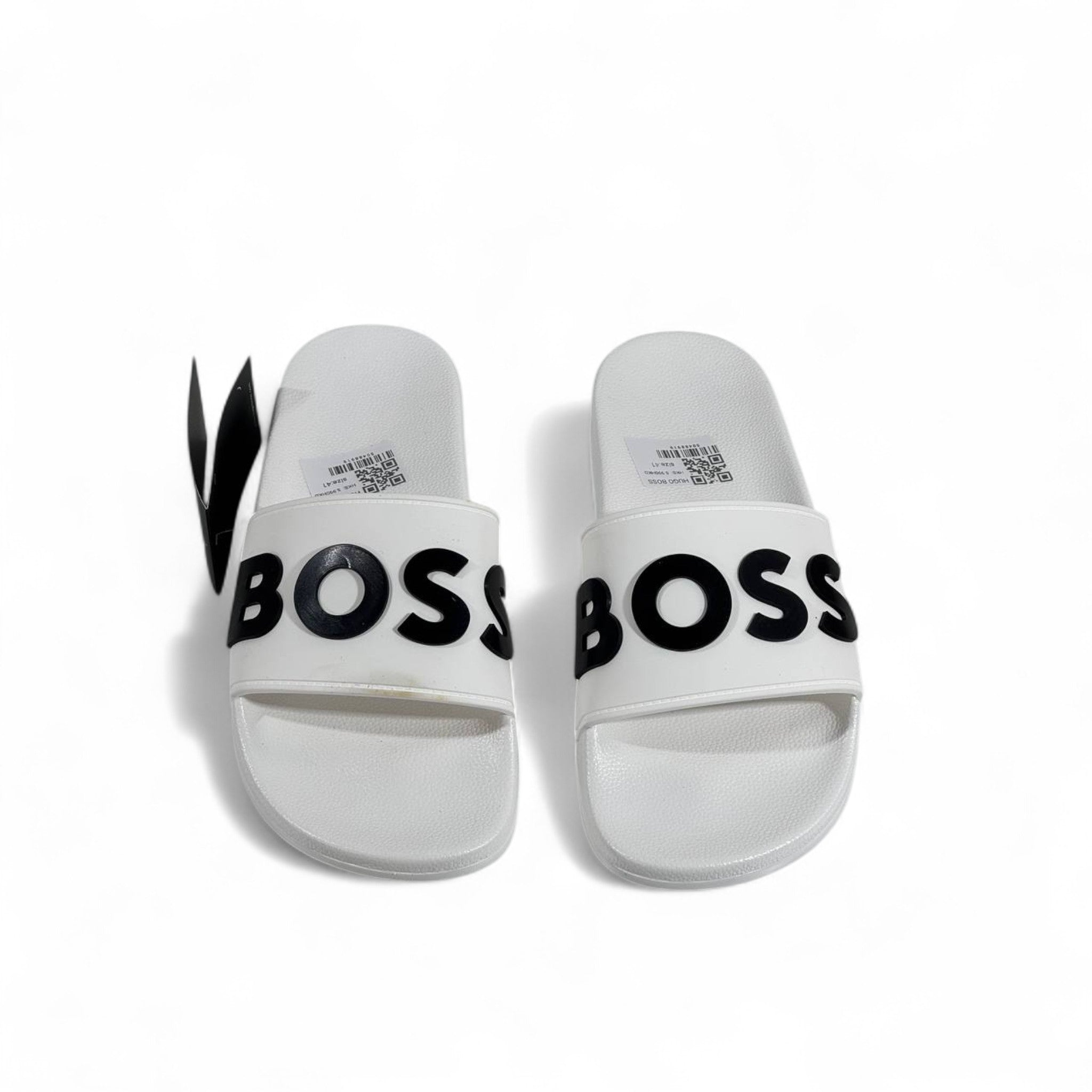 BOSS White Logo Slipper – Bold Minimalist Slides