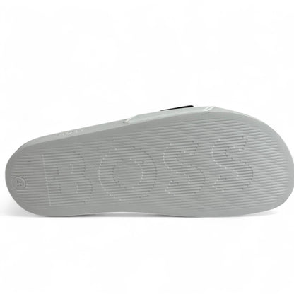 BOSS White Logo Slipper – Bold Minimalist Slides