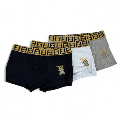 Fendi Men’s Boxer Briefs – 3 Pack (Black, White & Grey)
