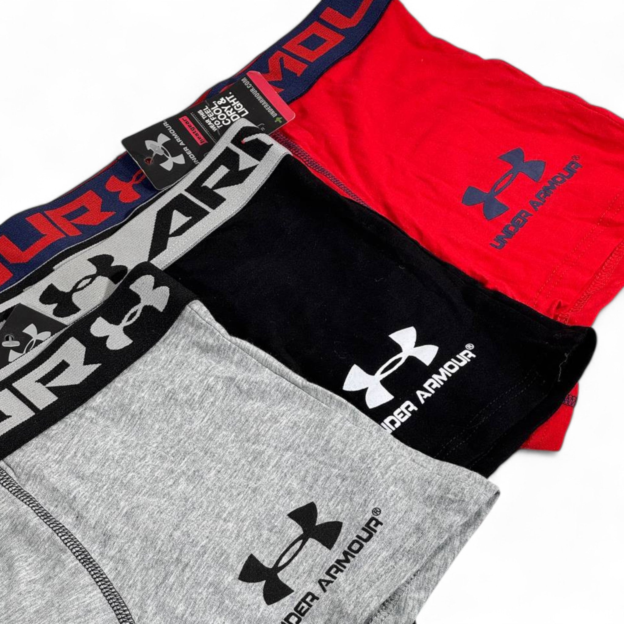 Under Armour Men’s Boxer Briefs – 3 Pack (Grey, Black & Red) 🖤🔥