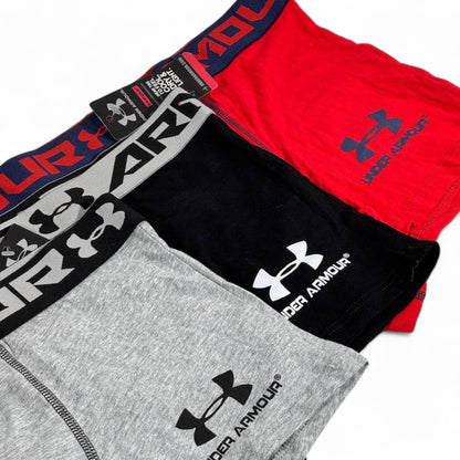 Under Armour Men’s Boxer Briefs – 3 Pack (Grey, Black & Red) 🖤🔥