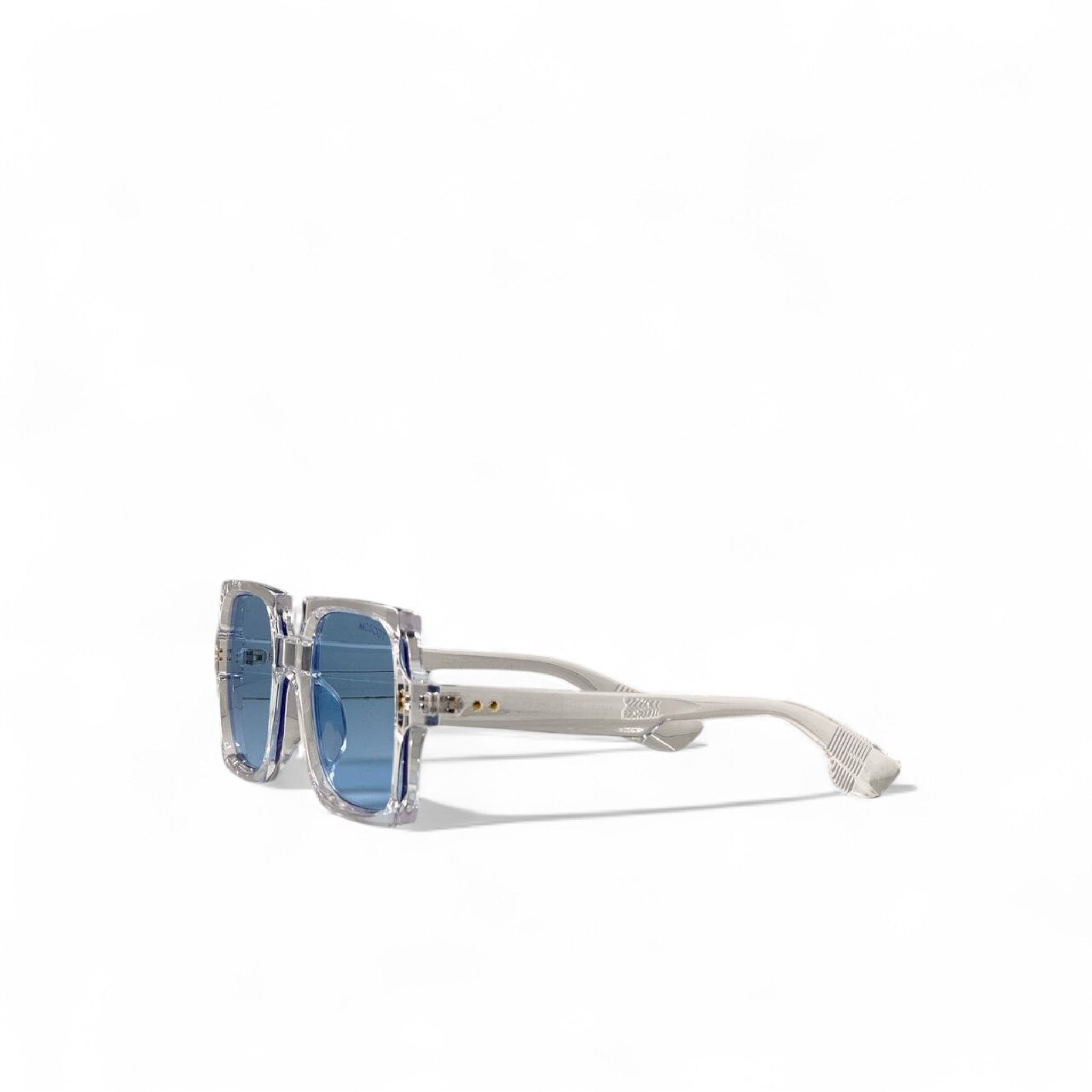 🔷 MOSCOT Square Clear-Frame Blue Lens Sunglasses – Timeless Cool with a Modern Edge 🕶️
