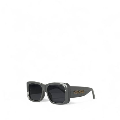 🖤 CHANEL Gray Square Sunglasses – Iconic Gold Logo Edition with Monogram Detail ✨