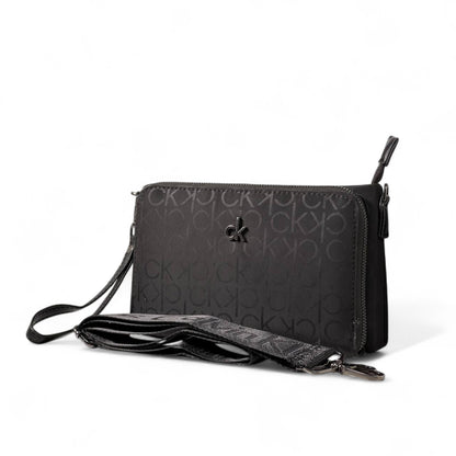🖤 Calvin Klein Monogram Crossbody Clutch – Convertible Style with Signature CK Charm ✨