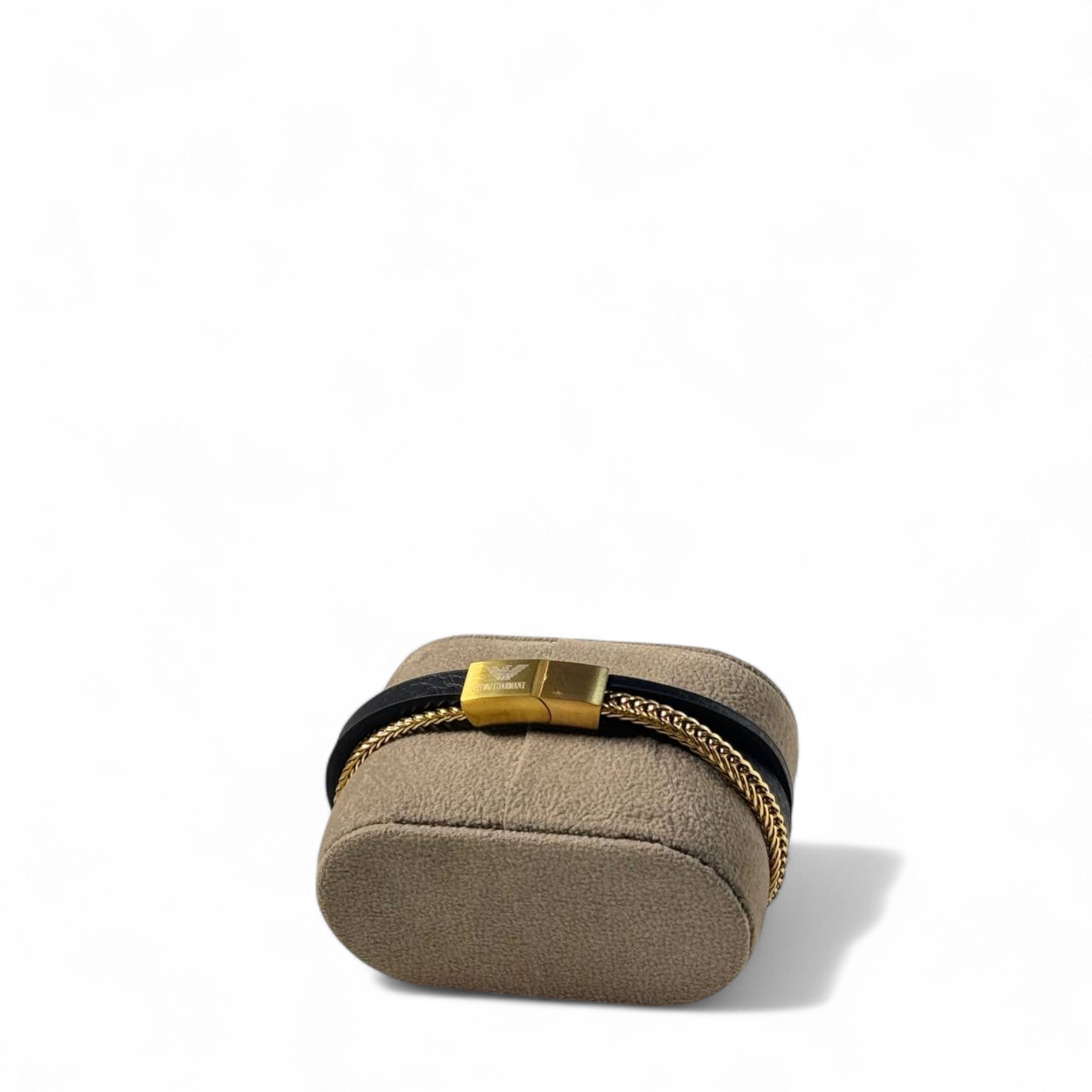 ✨ Emporio Armani Gold-Plated Multi-Layer Bracelet – Elite Black Edition 🖤✨