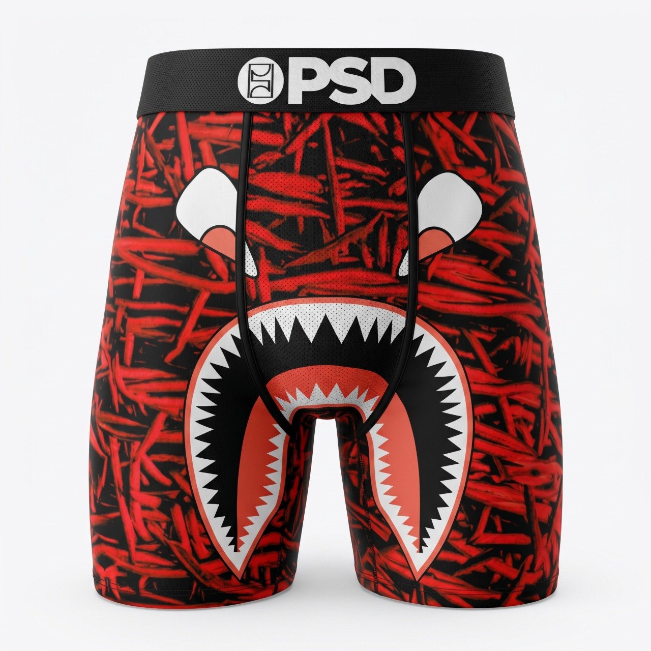 🩳 PSD Red Shark Graphic Boxer Briefs – Premium Men's Performance Underwear 🔥