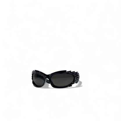 🖤 Balenciaga Futuristic Winged Sunglasses – Glossy Black 🕶️✨