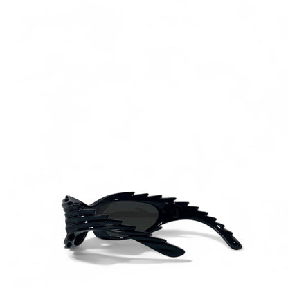 🖤 Balenciaga Futuristic Winged Sunglasses – Glossy Black 🕶️✨