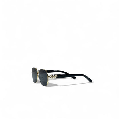 🖤 Salvatore Ferragamo Square Sunglasses – Black & Gold Luxury 🕶️✨