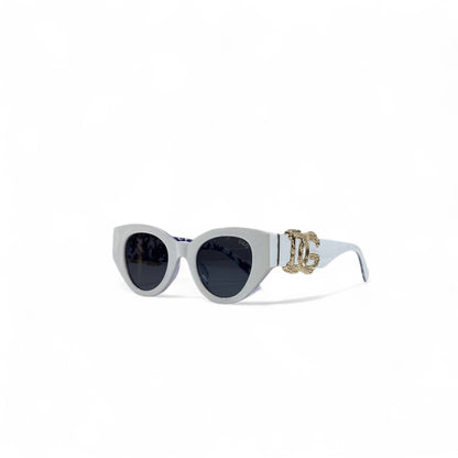 🤍 Dolce & Gabbana Oval Sunglasses – White & Gold Statement 🕶️✨